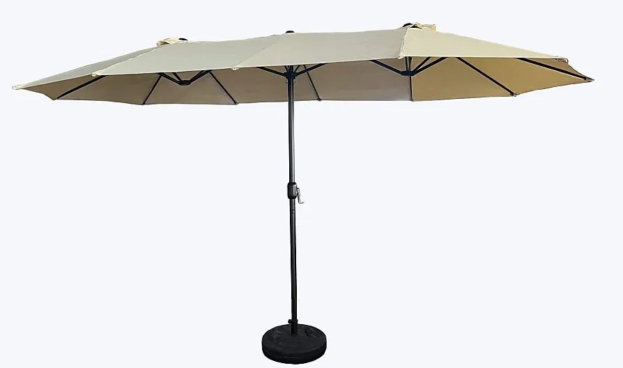 Podwójny parasol ogrodowy TILIA w kolorze beżowym waga 12,3 kg wymiary 460x270x245 cm