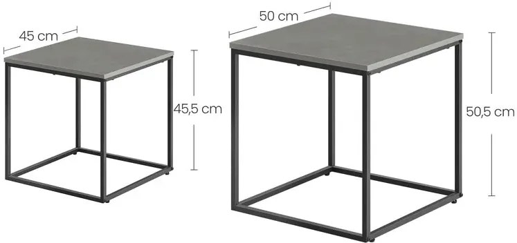 Komplet 2 Betonowych Stolików Kawowych 2W1 Irvan 2X