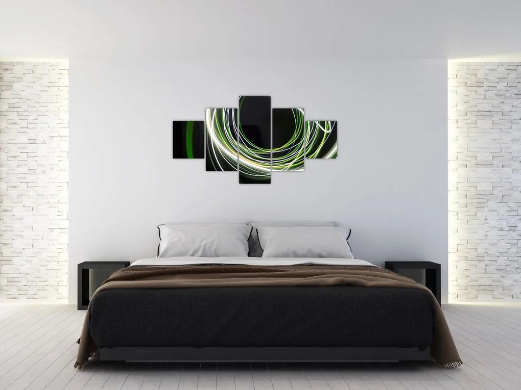 Obraz zielonych kresek (125x70 cm)