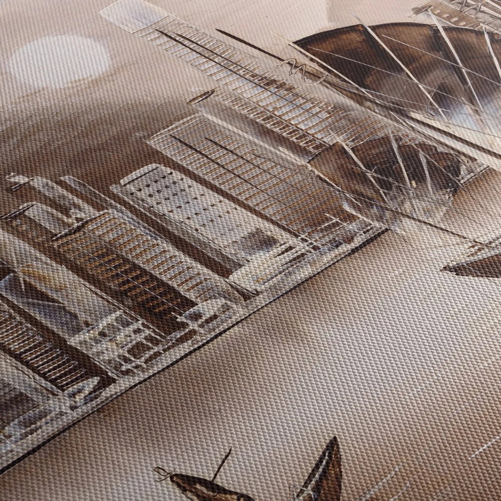 Obraz - Victoria Harbor, Hongkong, efekt sepii (125x70 cm)