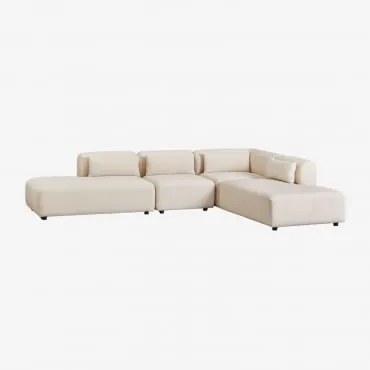 Sofa Modułowy Narożny 4-częściowy Z Podwójnym Szezlongiem Fogler Sztruks Beż Lniany - Sklum
