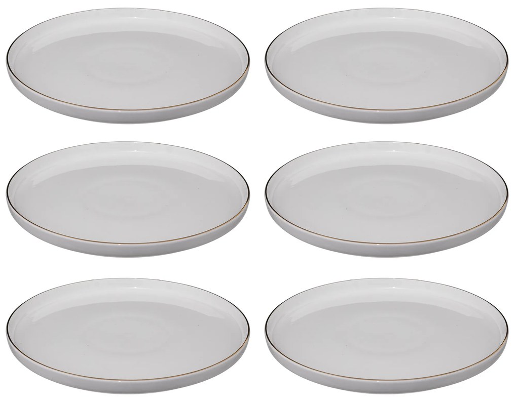 Talerze obiadowe porcelanowe SUBLIMA, złota obwódka, 6 sztuk x Ø 27 cm