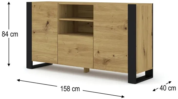 Duża Komoda Do Salonu Dąb Artisan L7-K02