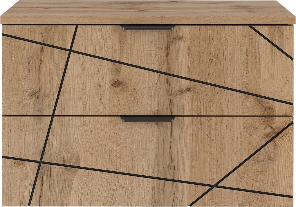 Szafka pod umywalkę nablatową Wood 01, dąb wotan, 80 cm - zestaw 1