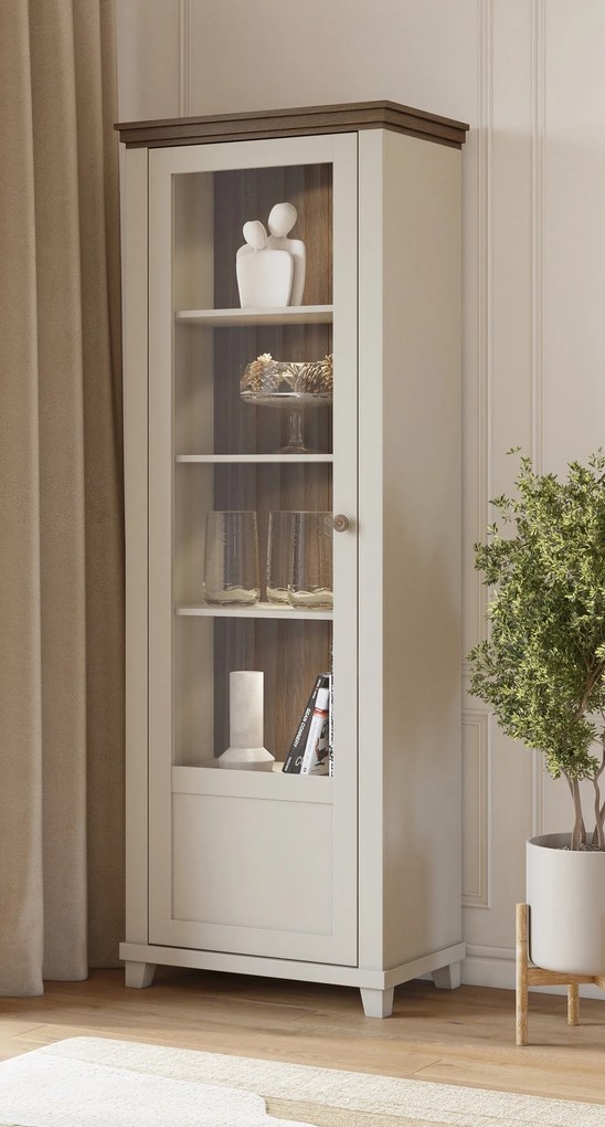 Witryna EVANDRO 200 x 71 cm Stojąca, Nowoczesna witryna do salonu, Beżowy