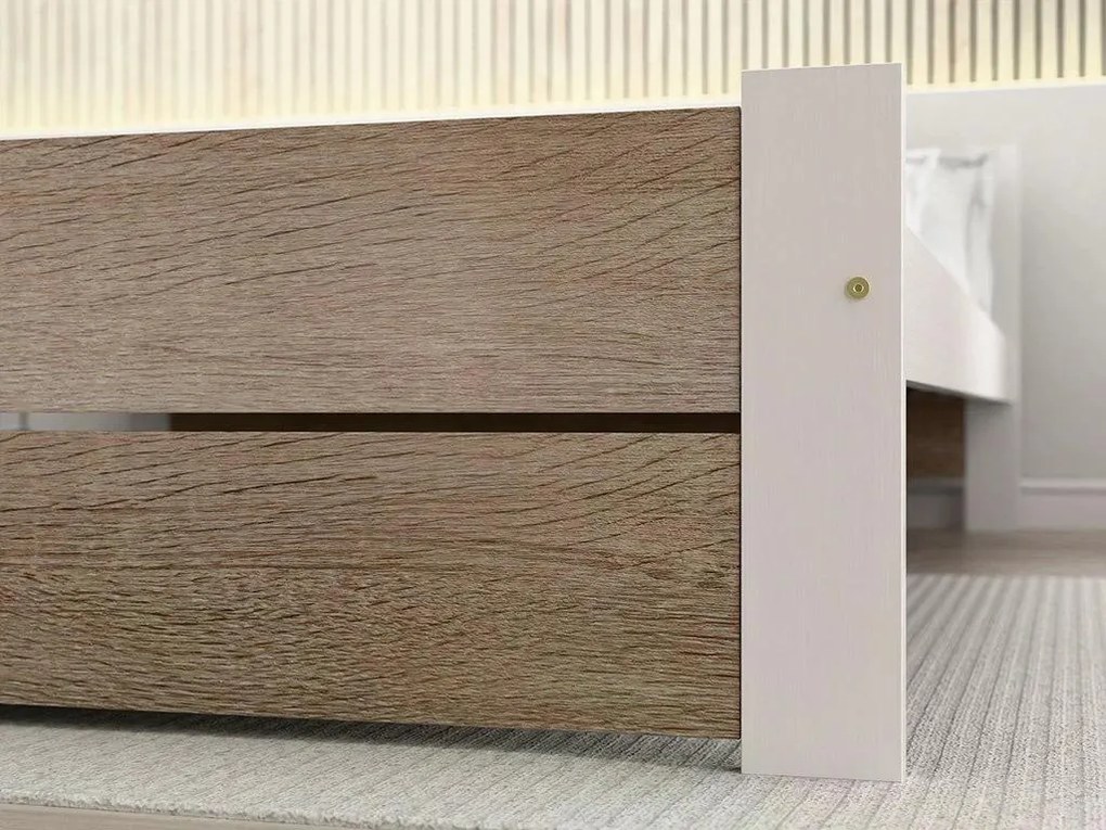 Łóżko IKAROS DOUBLE 80 x 200 cm, białe/dąb sonoma Materac: Materac Coco Maxi 20 cm