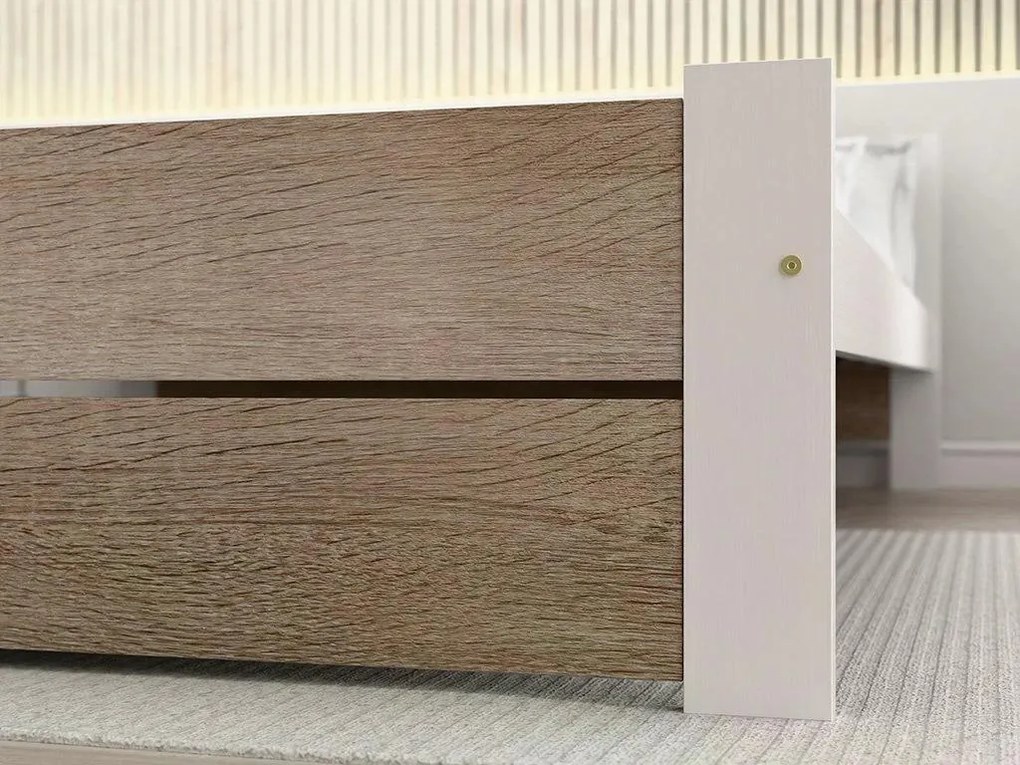 Łóżko IKAROS DOUBLE 80 x 200 cm, białe/dąb sonoma Stelaż: Bez stelaża, Materac: Bez materaca