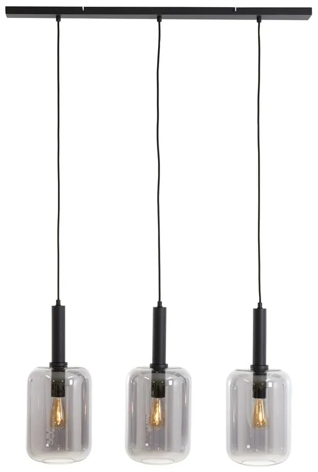 Czarna lampa sufitowa z szklanym kloszem 100x22 cm Lekar – Light & Living