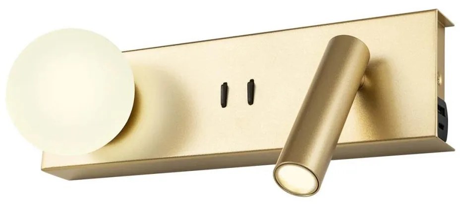 Redo 01-4661 - Kinkiet LED NORMA LED/5W/230V + LED/3W CRI 90 USB złoty