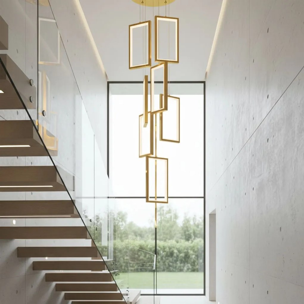 LAMPA SUFITOWA WISZĄCA LED LHJ090-7CP ZŁOTA