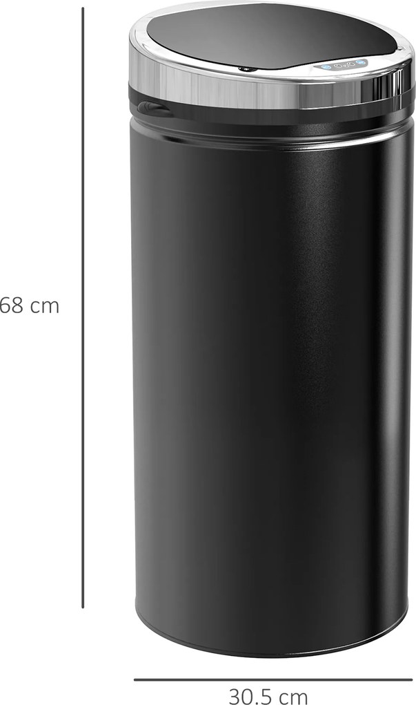 HOMCOM 42L Kosz na śmieci z czujnikiem, Automatyczny Kosz na Odpadki, Nierdzewny Kosz do Kuchni z Sensorem Podczerwieni, dla Kuchni, Jadalni
