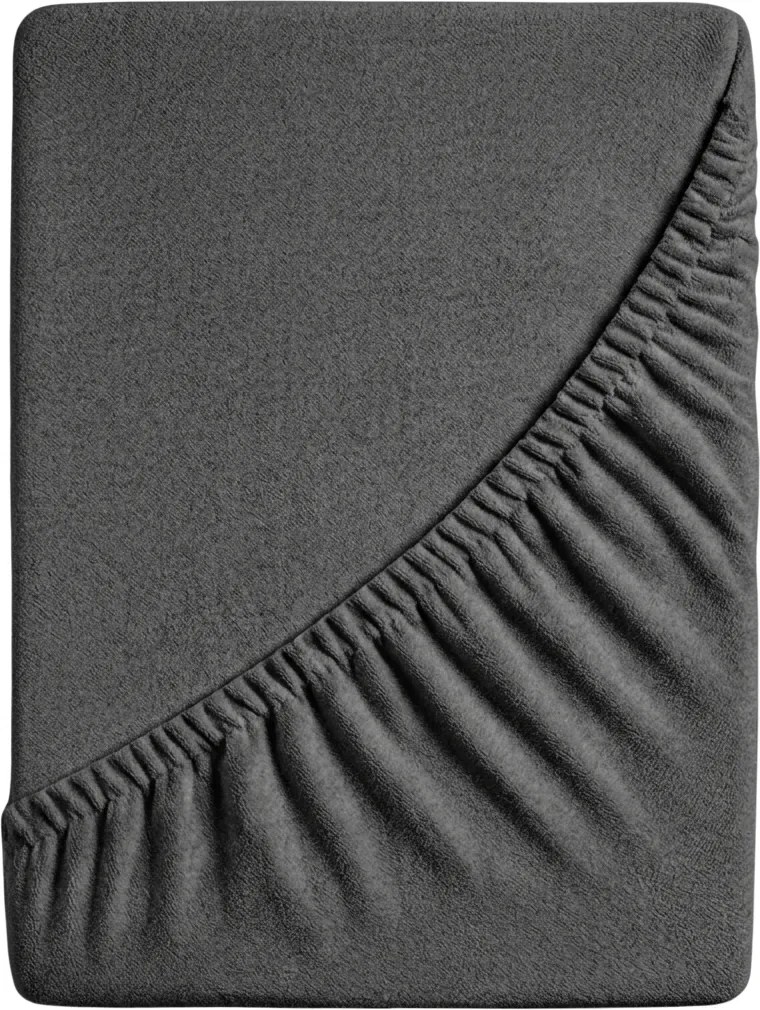 PrzytulneMieszkanie.pl Prześcieradło frotte ciemnoszare 90 x 200 cm