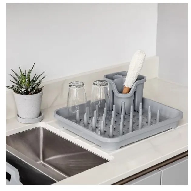 Szary ociekacz na sztućce z tworzywa z recyklingu Addis Eco Range