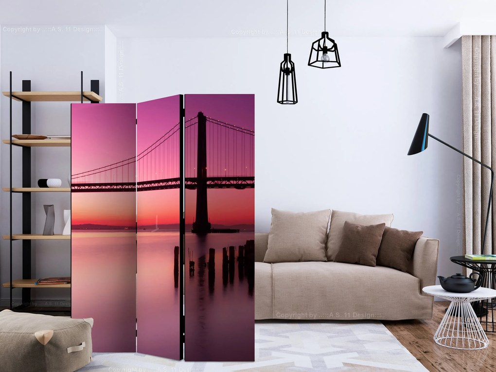 Parawan akustyczny Miasta 135x172 cm 3-częściowy różowy ARTGEIST B