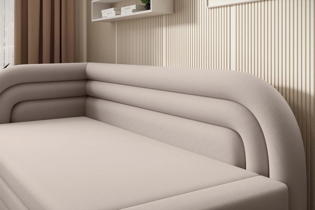 Beżowa rozkładana sofa 3-osobowa FABILLO Wersja: Lewy róg