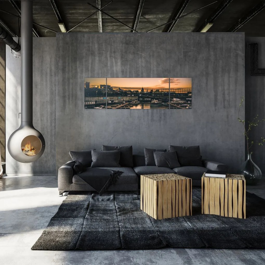 Obraz - miasto portowe (170x50 cm)