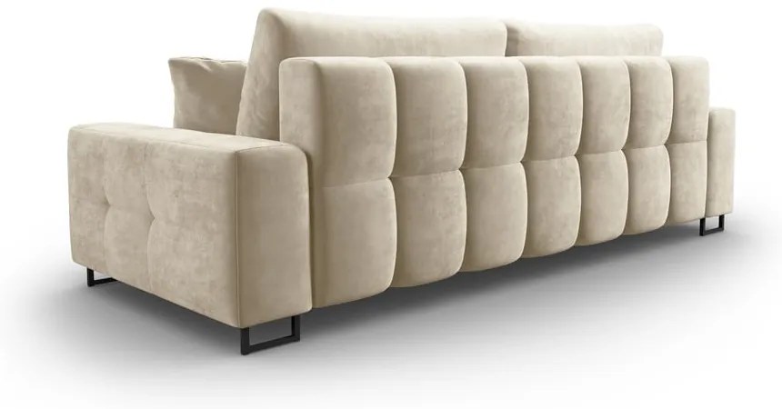 Beżowa aksamitna rozkładana sofa ze schowkiem 250 cm Wicklow – Cosmopolitan Design