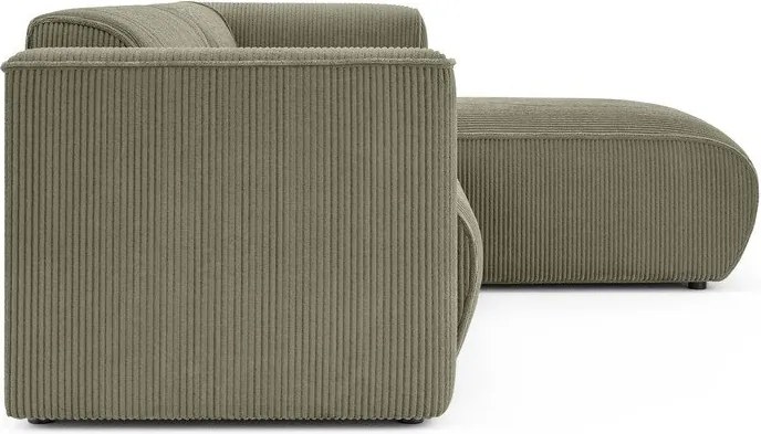 Zielony sztruksowy narożnik (prawostronny/z szezlongiem) Merid – Ropez