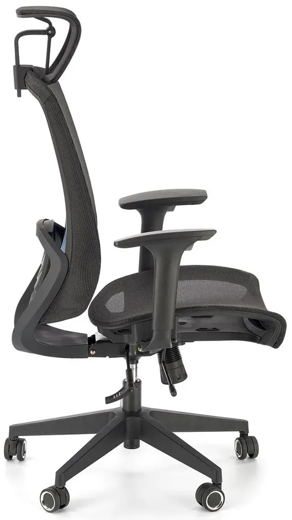 Czarny ergonomiczny obrotowy wentylowany fotel biurowy - Mizo