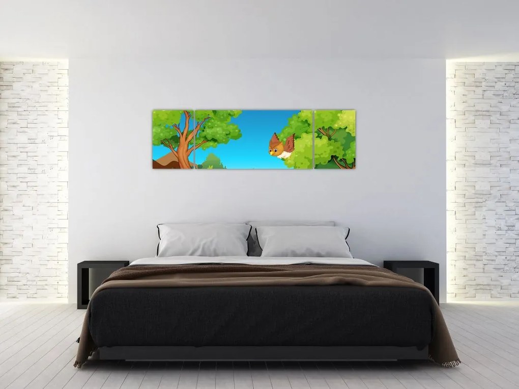 Obraz - Wesołe sówki (170x50 cm)