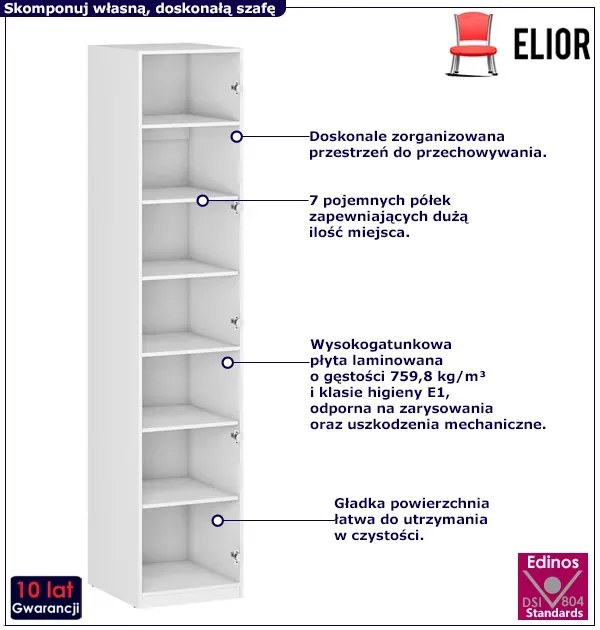 Biały korpus szafy z półkami 50 cm - Jonix 8X
