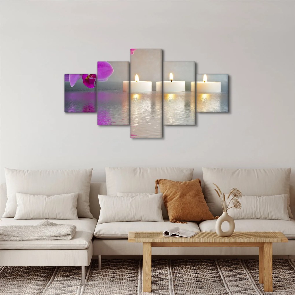 Obraz świec na wodzie (125x70 cm)