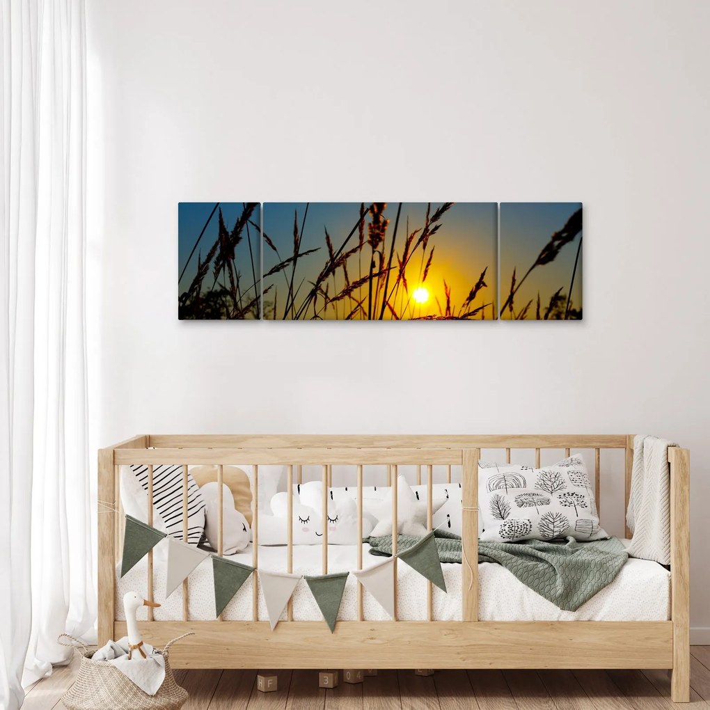 Obraz - Zachód słońca na łące (170x50 cm)