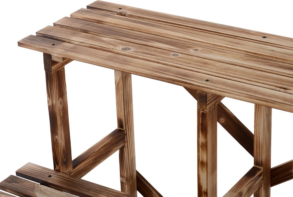 Outsunny regał na rośliny półka na kwiaty regał na kwiaty półka na rośliny stojak na kwiaty 3 stopnie drewno jodłowe kolor ciemnobrązowy 80 x 80 x 80 cm