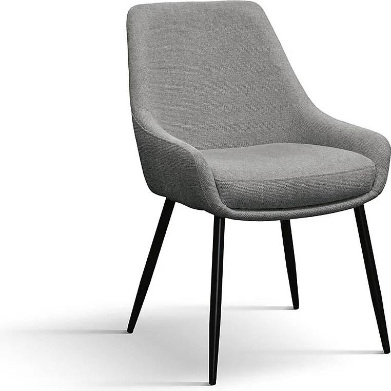 Zestaw 2 krzeseł z tkaniny w kolorze szarym, na metalowych nogach w kolorze czarnym matowym, z podłokietnikami - TALLINN