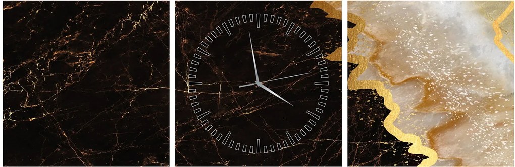 Obraz - Marmur (z zegarem) (90x30 cm)