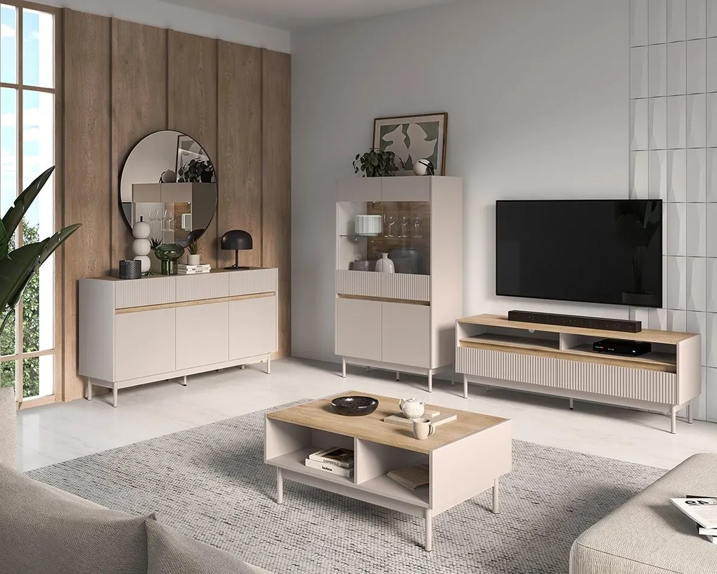 Stolik kawowy DUMI 90x60 kaszmirowy/dąb cremona ML MEBLE