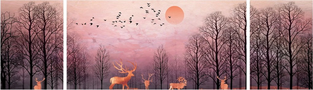 Zdjęcie - Jeleń w blasku zachodzącego słońca (170x50 cm)