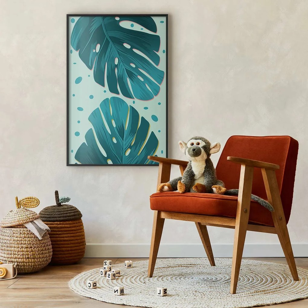 Plakat Zroszone liście 40x60 cm z ramą czarną bez marginesu ARTGEIST B