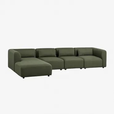Sofa Modułowy Z Lewym Szezlongiem, 4-częściowy Fogler Tkanina Baranek Boucle Żółty Curri - Sklum