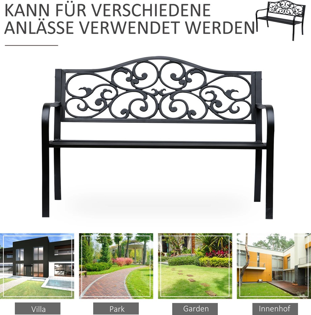 Outsunny ławka ogrodowa 3 osobowa 127 cm x 60 cm x 89 cm | Aosom.pl