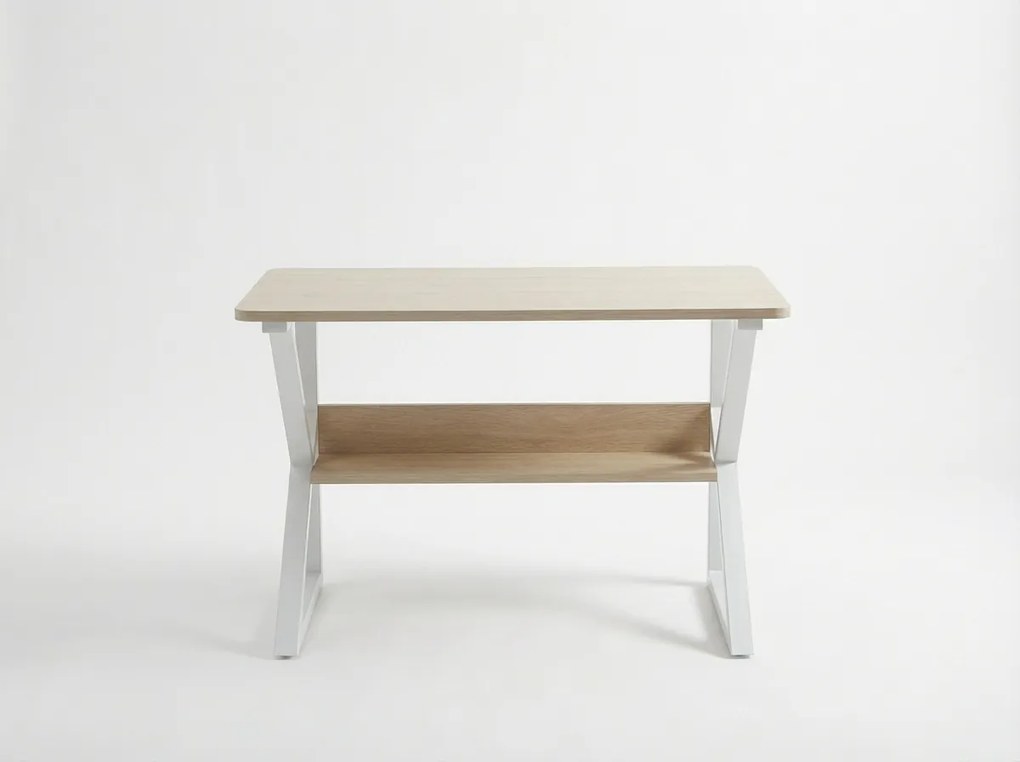 Biurko z półką SHAPE 80x40 cm, białe/dąb sonoma