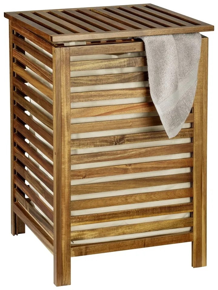 Drewniany kosz na pranie w ciemnym naturalnym kolorze 56 l Fondi – Wenko