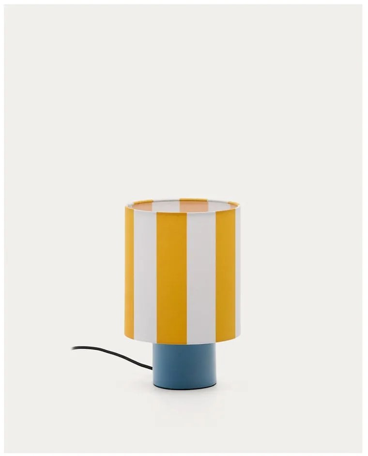 Żółto-niebieska lampa stołowa z tekstylnym kloszem (wysokość 25 cm) Ciral – Kave Home