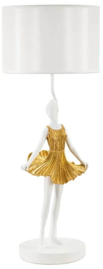 Lampa stołowa w biało-złotym kolorze z tekstylnym kloszem (wysokość 90,5 cm) Dancer – Mauro Ferretti