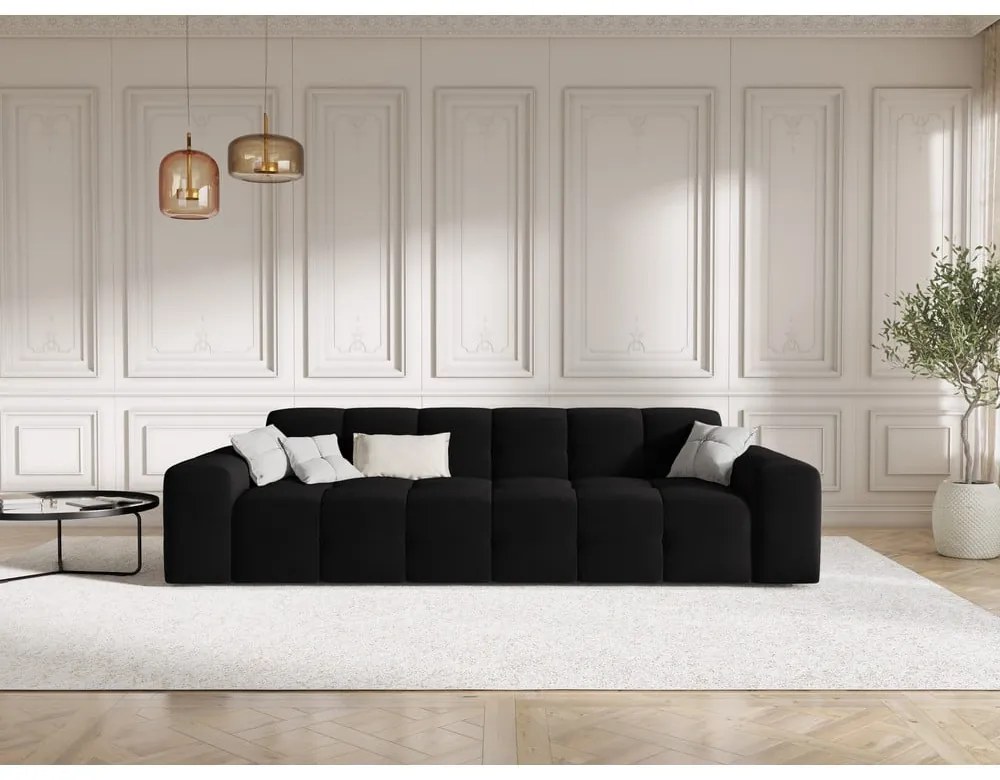 Czarna aksamitna sofa 255 cm Kendal – Micadoni Home