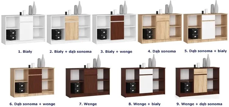 Klasyczna komoda z półkami wenge - Bereno 3X