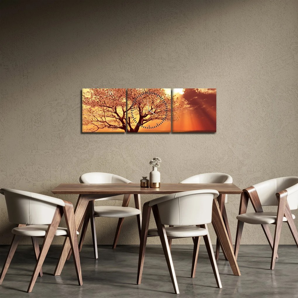 Obraz promieni Boga (z zegarem) (90x30 cm)