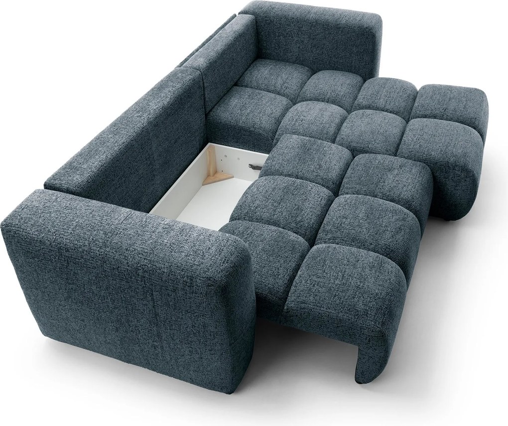 Masseno Narożnik ARTE z funkcją spania i pojemnikiem na pościel Narozniki L, Rozkładana sofa - Granatowy, BELLO 30