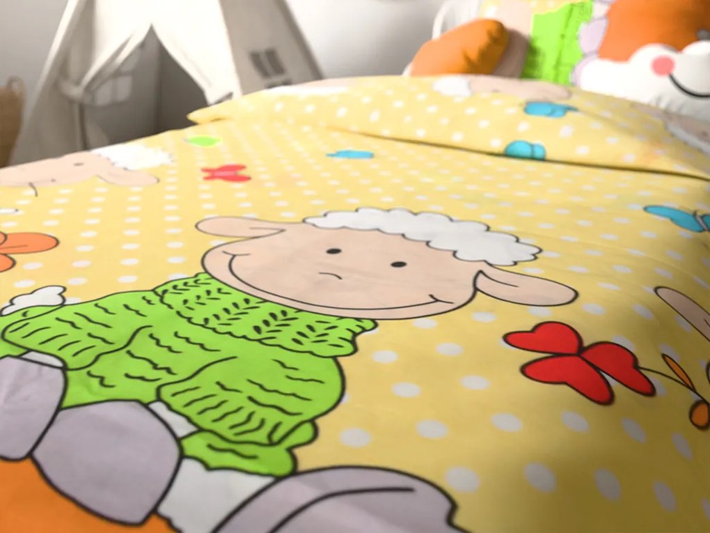PrzytulneMieszkanie.pl PrzytulneMieszkanie.pl Bawełniana pościel do łóżeczka OWCZKI żółta Rozmiar pościeli: 45 x 65 cm | 90 x 135 cm
