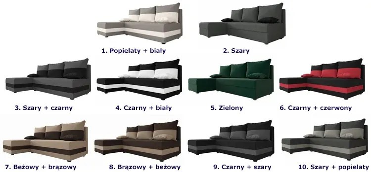 Narożnik rozkładany zielony Garu 3X