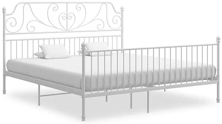 Białe metalowe łóżko małżeńskie 180x200 cm D1-E84