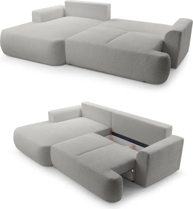 Narożnik VELO wolnostojący układ L strona Lewa z funkcją spania w tkaninie Coral 75