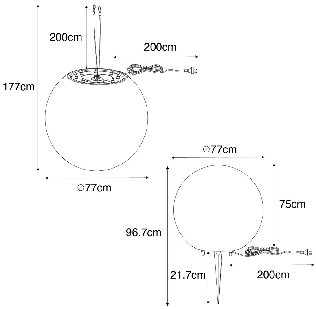 Zewnetrzna Inteligentna lampa zewnętrzna biała 77 cm IP65 z diodą LED - Nura Nowoczesny Oswietlenie zewnetrzne