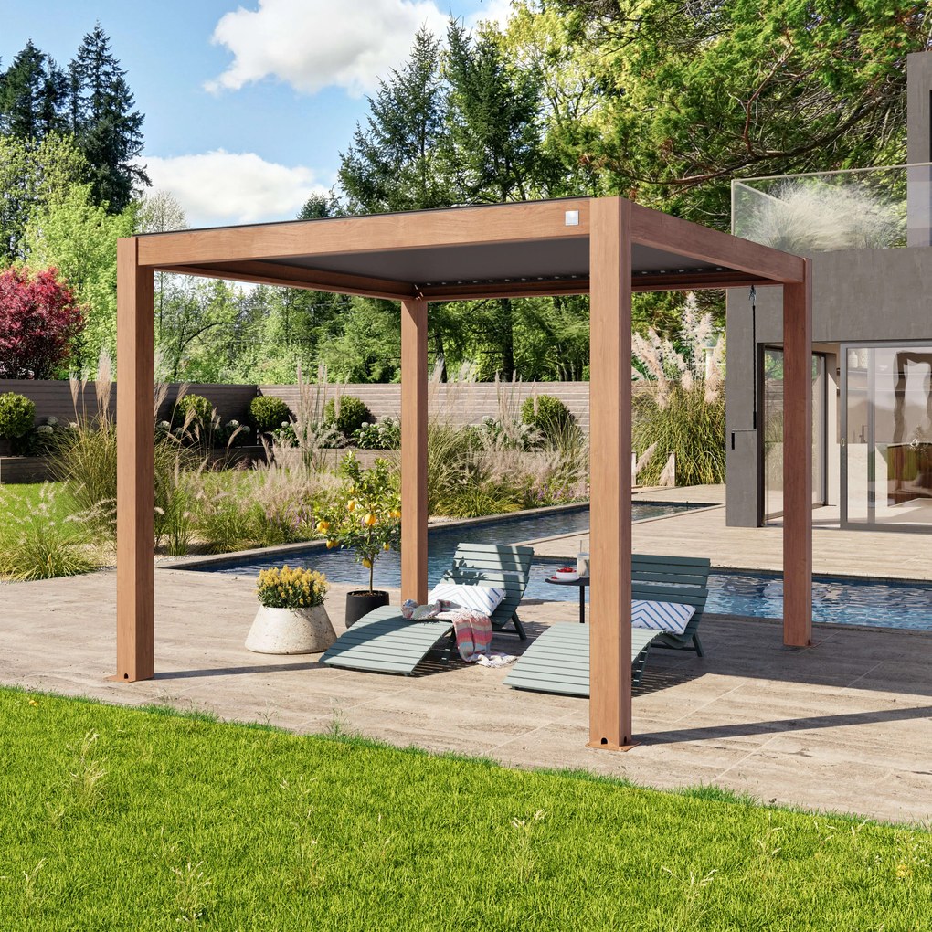 PRIMEYARD 3x3m Pergola Deluxe, lamelowa, optyka drewna - (400115)