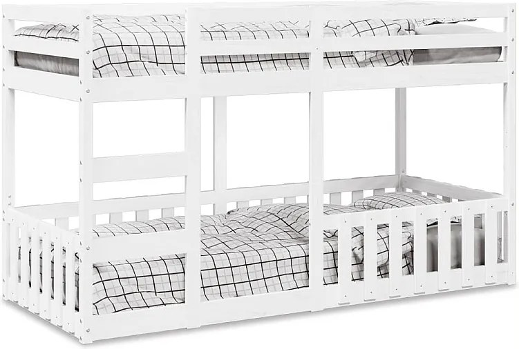 Łóżko piętrowe Białe 90x200 cm z Litego Drewna Sosnowego dla Dzieci